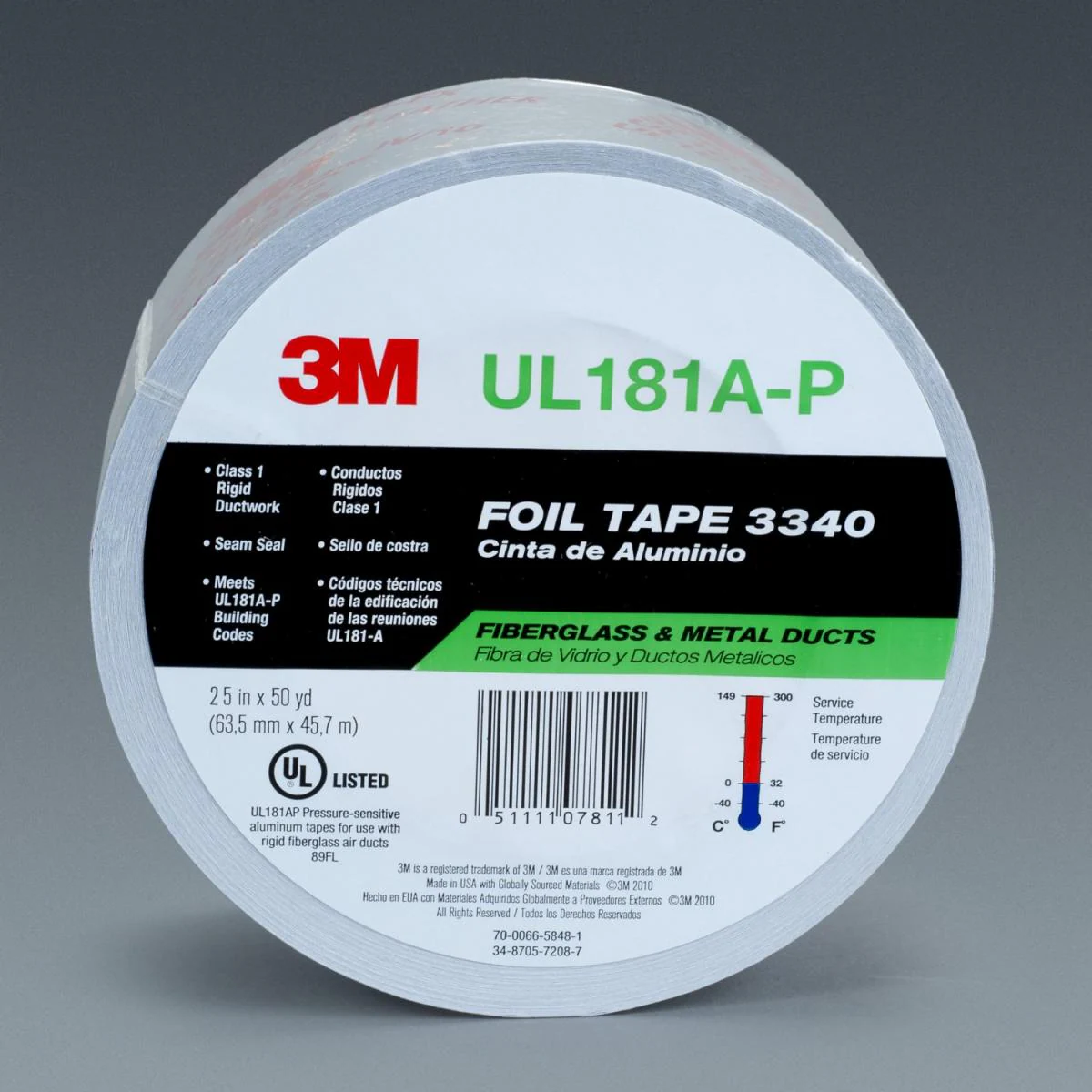 Product image for 3M 3340 FOIL TAPE SILVER 2 1/2 IN X 50YD (7100189974)