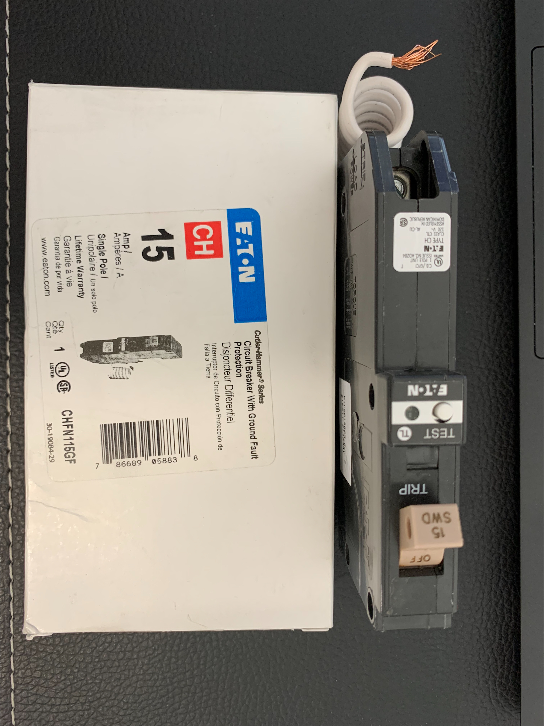 Product image for ETN CHFN115GF CH GFCI BREAKER, 15A,