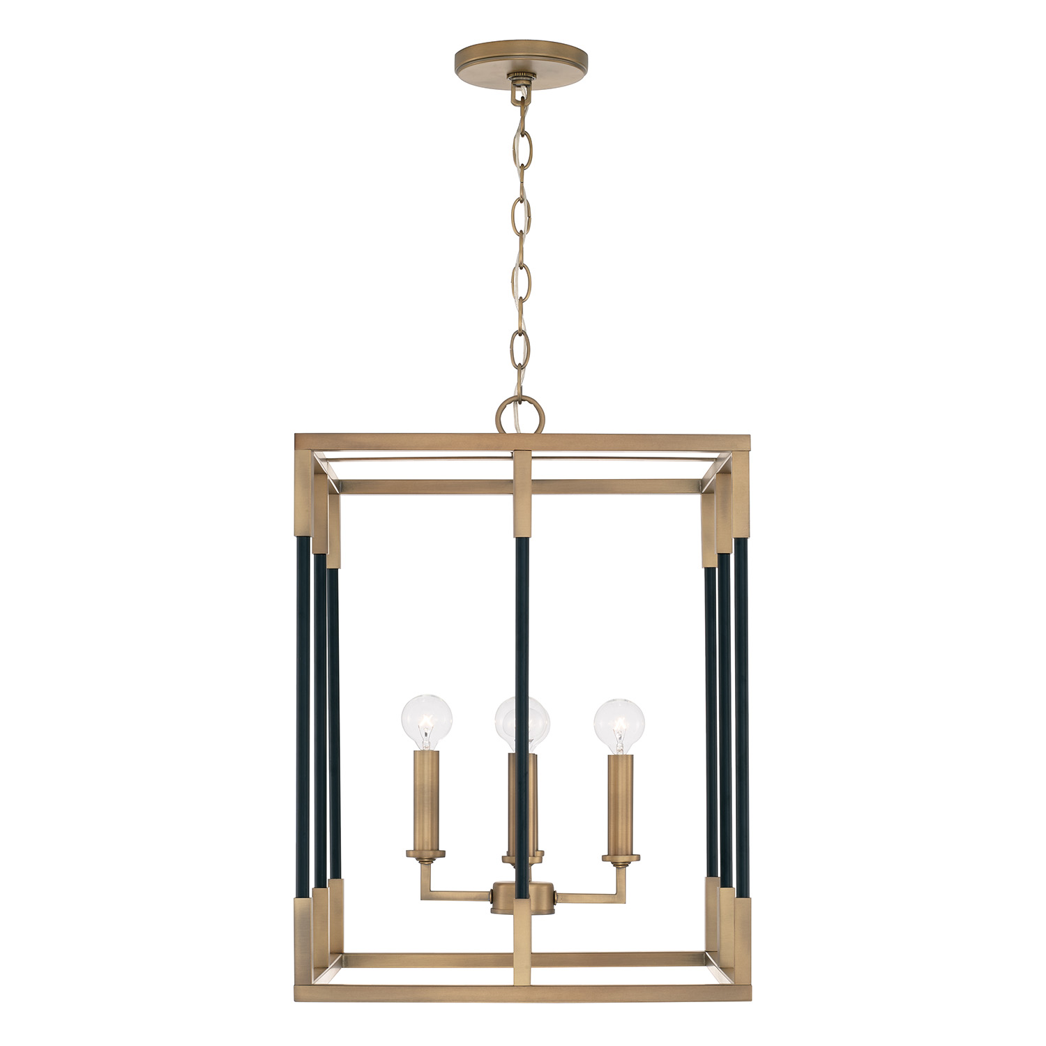 Product image for Bleeker 4 Light Foyer - Aged Brass/Black