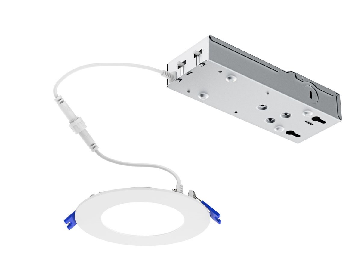 Product image for Lightolier FD4R-7-E-SCT-1-W 4" Round LED Flat Downlight, 700 Lumens, TRAIC to 5%, Selectable CCT, 120V, White