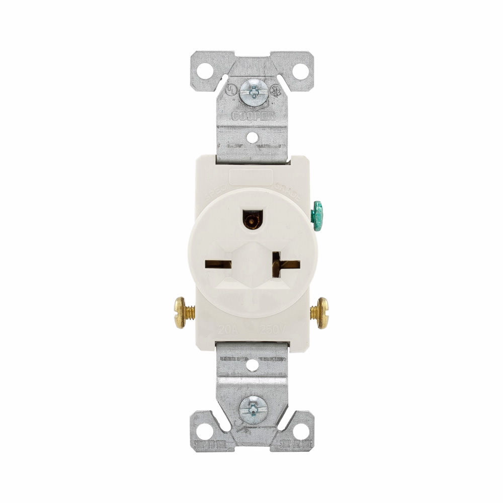 Product image for Eaton Wiring Devices 1876LA 20 Amp 250 VAC 2-Pole 3-Wire NEMA 6-20R Light Almond Straight Blade Single Receptacle