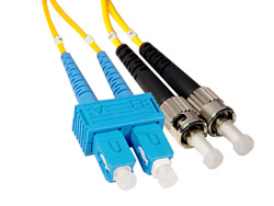 Product image for QUIKTRON 810-247-006 SINGLEMODE SC TO ST DUPLEX FIBER JUMPER CABLE 2-METER