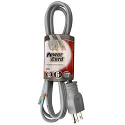 Product image for COLEMAN 09736 16/3SPT-3 6FOOT SUPPLY CORD STRAIGHT END DISPOSAL CORD