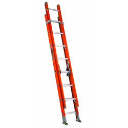Product image for LOUISVILLE FE3216 16FOOT TYPE 1A 300LB RATED D-RUNG FIBERGLASS EXTENSION LADDER