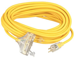 Product image for COLEMAN 04189-88-02 12/3 SJT 100FT TRI TAP EXTENSION CORD
