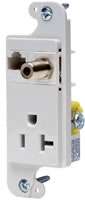Product image for HUBBELL RJ620W MULTIMEDIA OUTLET LOADED 20A/125V WHITE