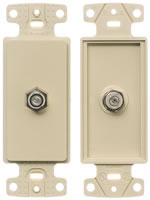 Product image for HUBBELL NS780AL DECORA FRAME F-TYPE COUPLER BULKHEAD F/F INSERT ALMOND