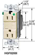 Product image for HUBBELL GF8200HW 15A H-GR GFCI RECEPTACLE