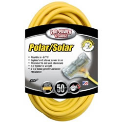 Product image for COLEMAN 03488 50FT 12/3 SJEOW YELLOW POLAR SOLAR TRI-SOURCE WITH POWER INDICATOR EXTENSION CORD