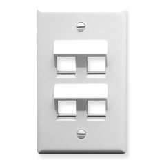 Product image for ICC IC107DA4WH FACEPLATE ANGLED TOP & BOTTOM 4 PORT 1 GANG (WHITE)