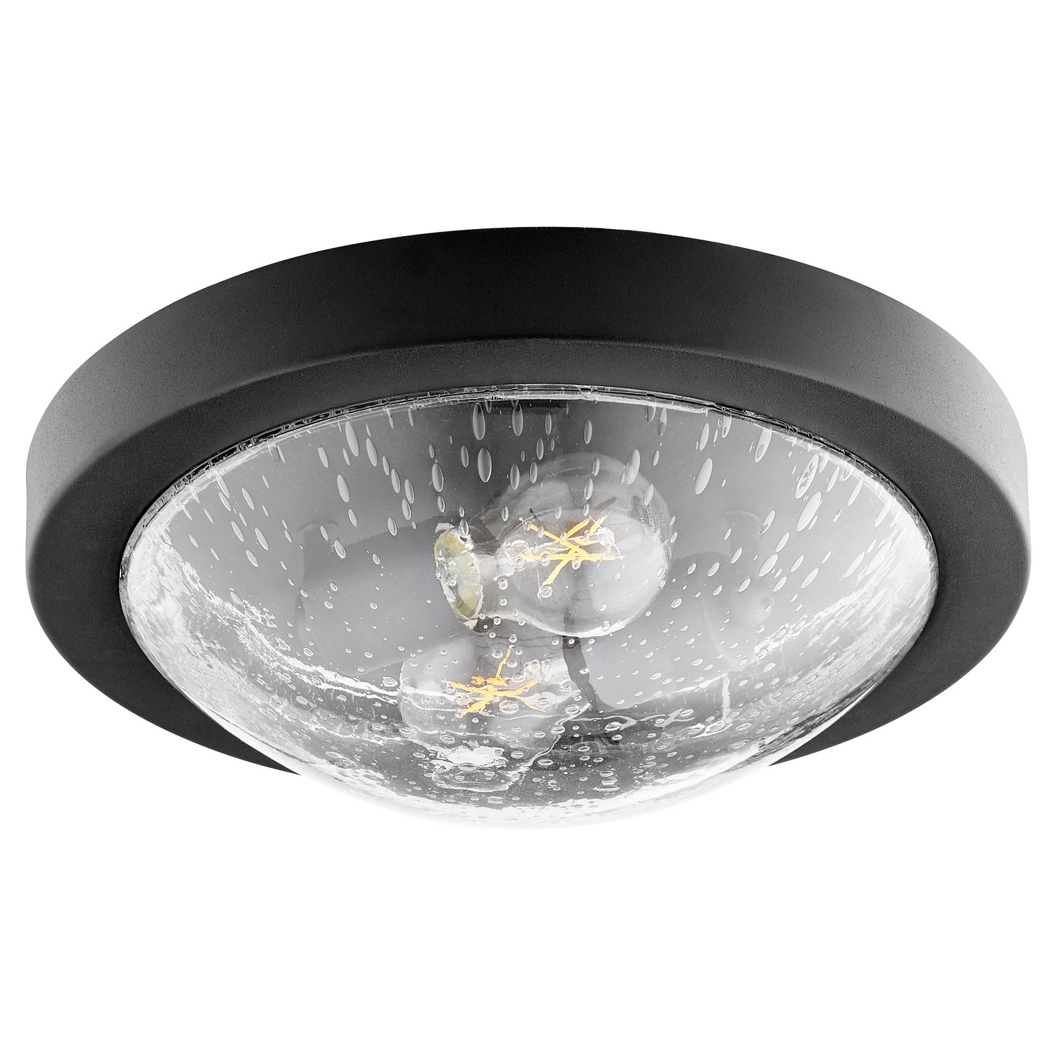 QRM 3502-13-69 Quorum Two Light Ceiling Mount Textured Black W/ Clear/Seeded - 3502 Contempo Ceiling Mounts (2) 40W E26 Bulbs Not Included 13IN W X 3.75IN H