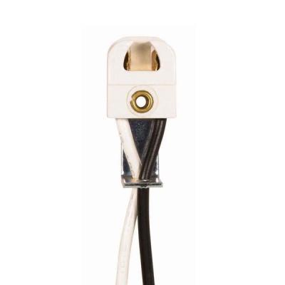 Satco 80-1251 T5 Lampholder w/8" AWM B/W Solid Leads for Retro Fit and Replacement Tall Right angle Bracket 660W-600V 1 1/4"H x 5/8"W x 3/8"D