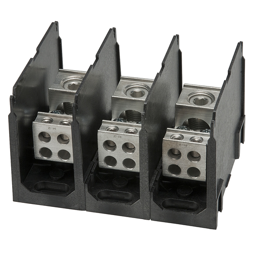 ILSCO PDH-19A-600-1 Power Distribution Block, High SCCR, Dual Rated, Line Conductor Range 600-2, Load Range 1/0-14, 2-14, 1 Port Per Pole Line Side, 9 Ports Per Pole Load Side, 1 Pole, UL, CSA, Includes Cover