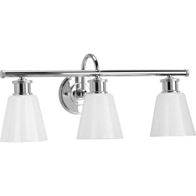 Progress P300316-015 Three-light farmhouse polished chrome bath vanity light