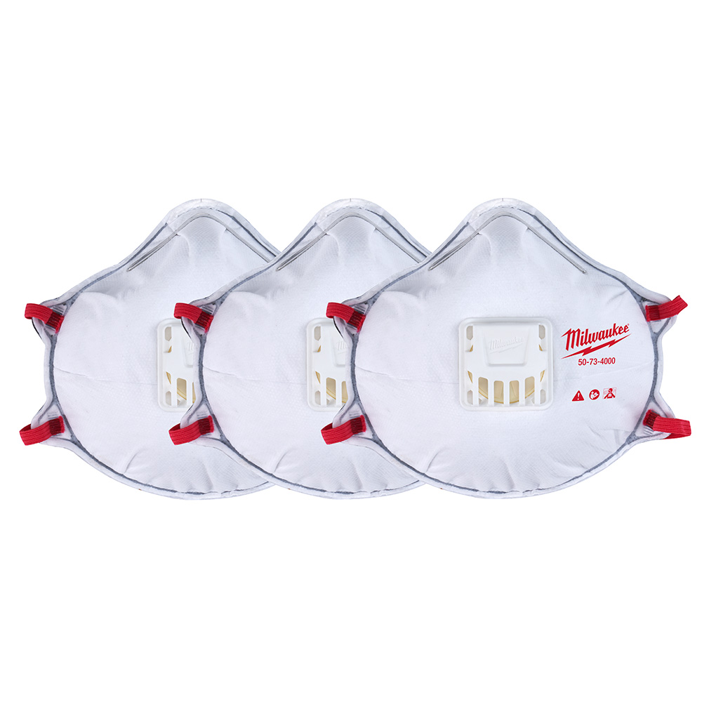 Milwaukee Tool 48-73-4002 3pk N95 Valved Respirator with Gasket