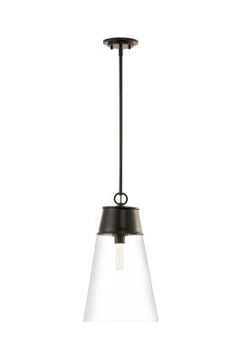 ZLI 2300P12-MB Z-Lite One Light Pendant Matte Black - Wentworth (1) 60W E26 Bulbs Not Included 12IN L X 11.50IN W X 21.50IN H