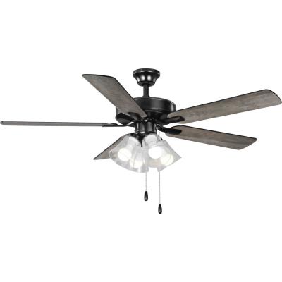 Progress P250085-31M-WB 52" 5-Blade Matte Black Ceiling Fan with Clear Seeded Glass Light