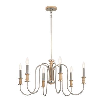 Kichler 52470NI Karthe 6 Light Chandelier Beech and Nickel