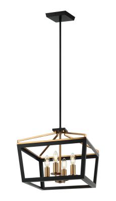 MAT C67004BKAG Matteo Lighting Four Light Chandelier Black / Aged Gold Brass - Mavonshire (4) 60W E12 Bulbs Not Included 16IN L X 16IN W X 13.38IN H