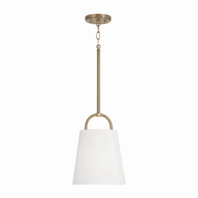 Capital Lighting Fixture Company 349411AD 10"W x 13.75"H 1-Light Pendant in Aged Brass with White Fabric Shade