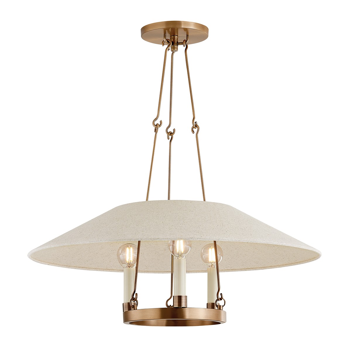 TRY F1625-PBR Troy Lighting Three Light Chandelier Patina Brass - Archive (3) 8W CANDELABRA Bulbs Not Included 25IN W X 10IN H