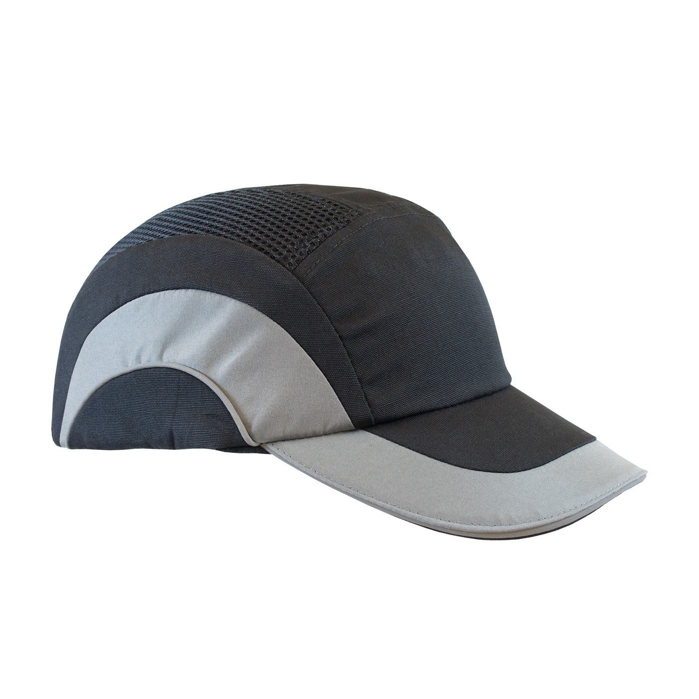 pip 282-ABR170-12 PIP OS Gray Bump Caps JSP HARDCAP A1+ LOW-PROFILE BLACK/ GRAY STD 2.75"" BRIM HDPE LINER