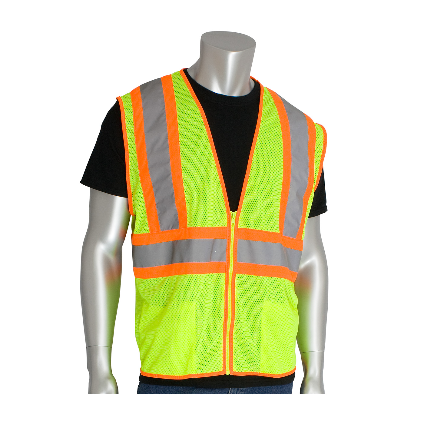 PIP 302-MVLY-2X ANSI Type R Class 2 Value Two-Tone Mesh Vest, Hi-Vis Yellow, 2XL