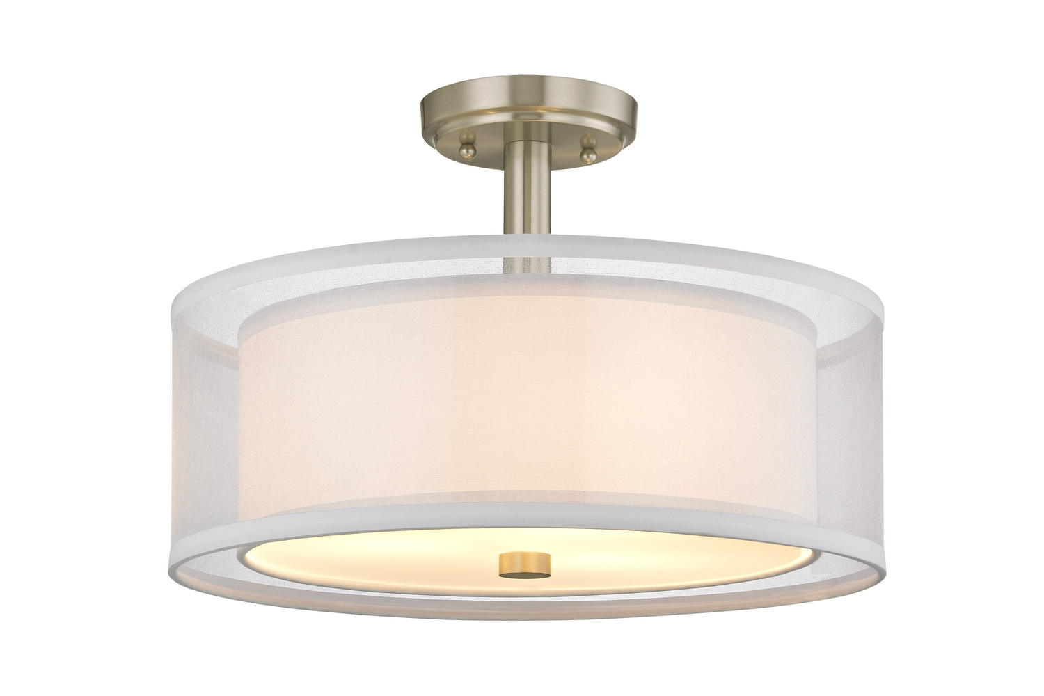 dol 1275-09 Dolan Designs Four Light Semi Flush Satin Nickel - Double Organza (3) 100W Bulbs Not Included 16IN W X 11.13IN H