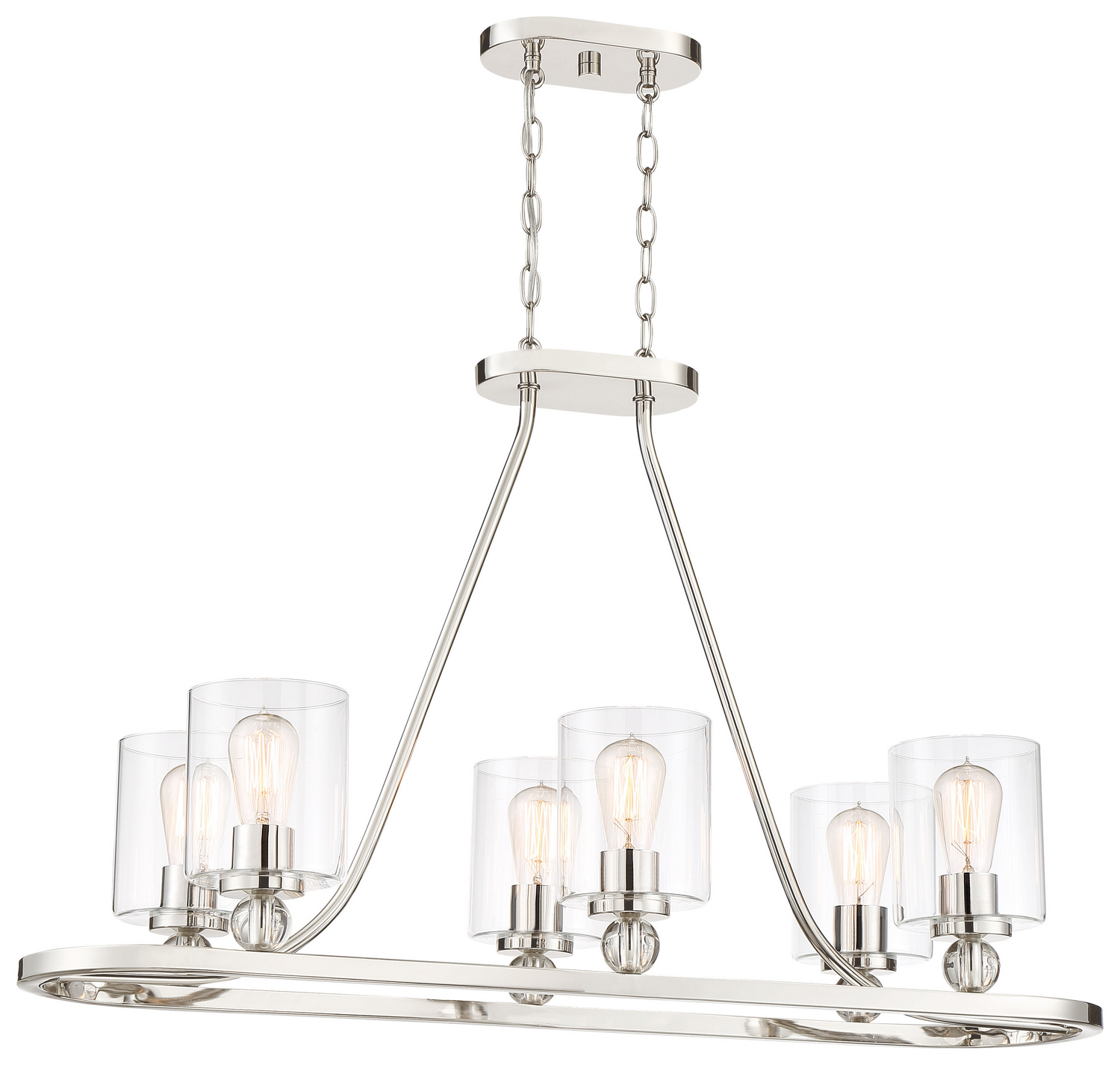 mka 3076-613 Minka-Lavery Six Light Island Polished Nickel - Studio 5 (6) 60W ST58 Bulbs Not Included 38IN L X 14IN W X 23.50IN H 38IN L X 14IN W X 23.50IN H