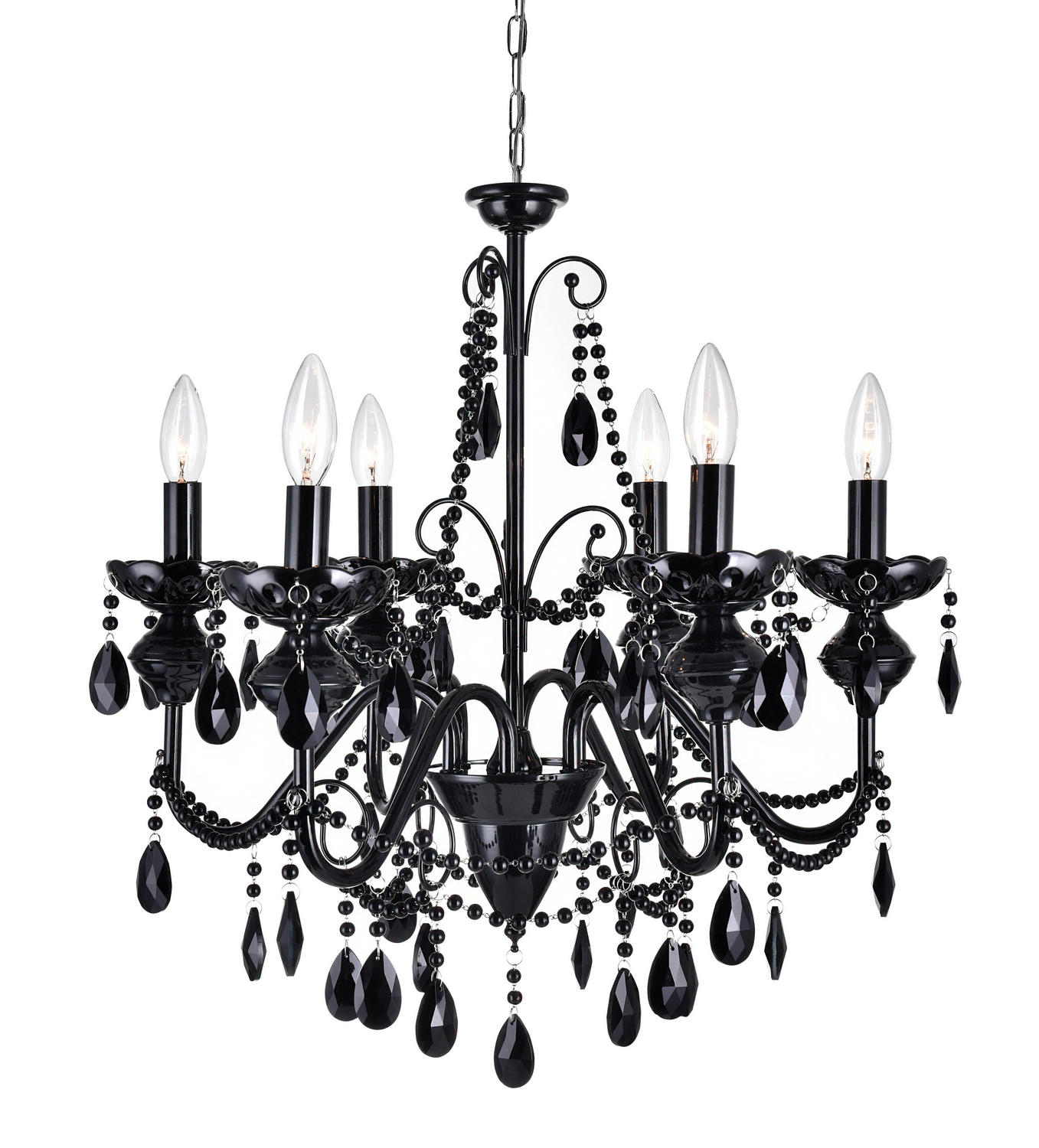 CWI 5095P22B-6 CWI Lighting Six Light Chandelier Black - Keen (6) 60W Bulbs Not Included 22IN L X 22IN W X 21IN H