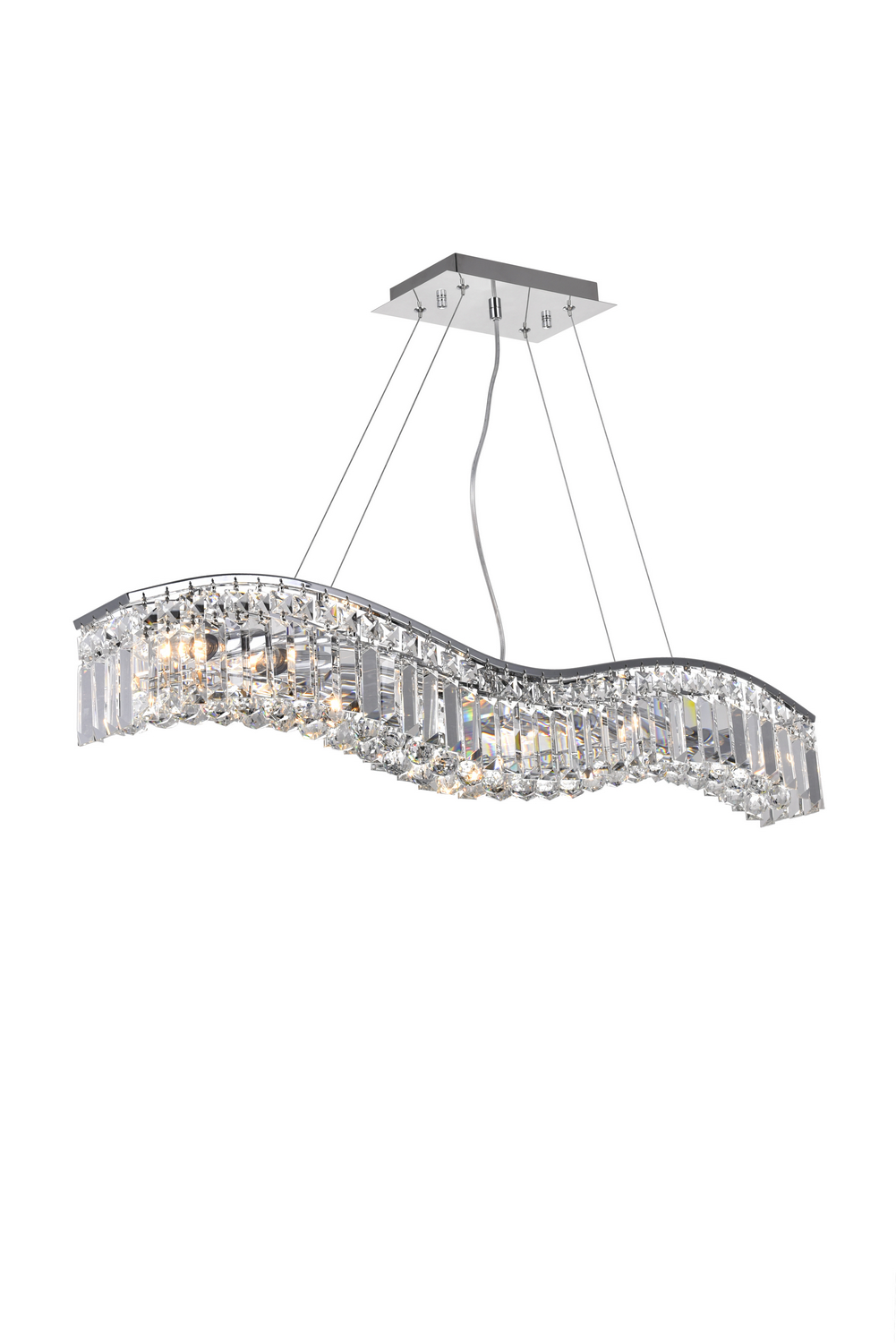 CWI 8004P36C-A (clear) CWI Lighting Seven Light Chandelier Chrome - Glamorous (7) 60W Bulbs Not Included 5IN L X 36IN W X 7IN H