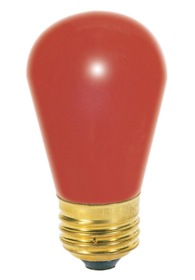 Satco S3961 11 Watt S14 Incandescent - Ceramic Red - 2500 Average rated hours - Medium base - 130 Volt
