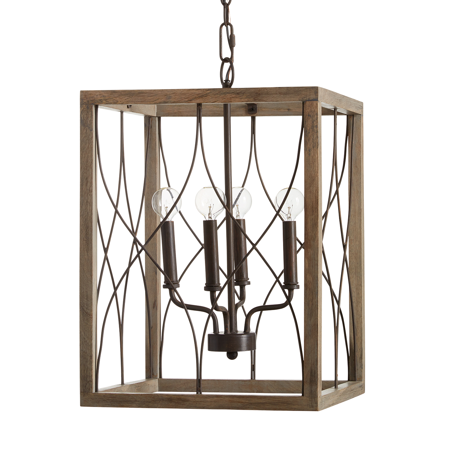 Capital Lighting Fixture Company 529141NG 15" W x 22" H 4-Light Wood and Metal Foyer Pendant in Nordic Grey
