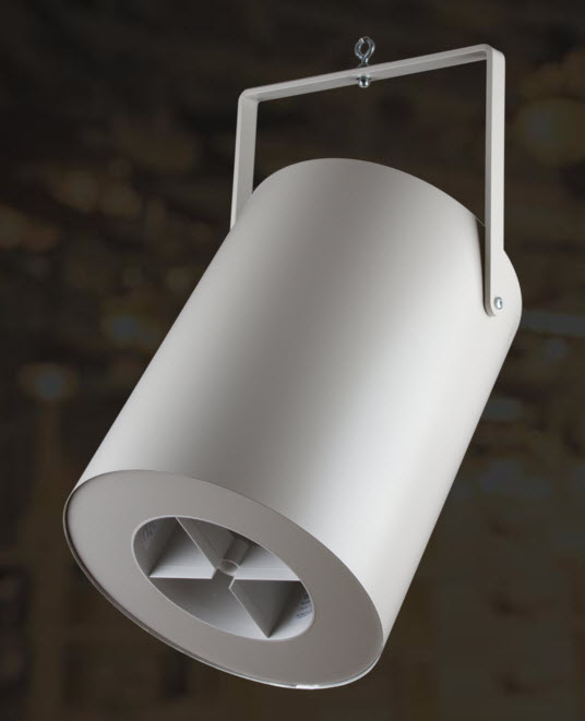 air D-125-EC-STD-200-277-W AIRIUS AIRIUS DESIGNER 125 EC MOTOR 200-277VAC STANDARD LENGTH NOZZLE OFF WHITE. FOR OPEN CEILING APPLICATIONS.