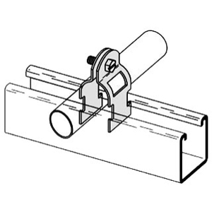 B-Line B2209PAZN Eaton B-Line series strut pipe clamps and accessories, .0677" height, 2.375" length, 1.25" width, 400 lbs, Steel, Safety factor of 5, Include combination recess, Pipe clamp for thinwall (EMT), Electro-plated zinc