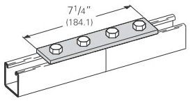 Eaton B341ZN Eaton B-Line series strut fittings and accessories, 1.62" Height, 7.25" Length, 1.62" Width, .76lbs, Steel, Four hole splice plate, Electro-plated zinc