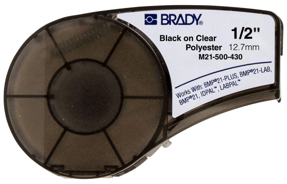 Brady M21-500-430 BMP21 Series Clear Polyester Labels 0.5" W x 21' L