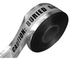 Minerallac Company 94635 3" x 1000' "CAUTION: BURIED ELECTRIC LINE BELOW" Underground Detectable Tape 5 Mil Foil Bonded Polyethylene Silver w/ Red Stripe and Black Lettering