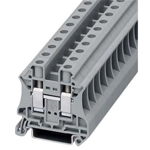 Eaton XBUT10 Eaton XB IEC terminal block, XBUT Terminal Block, Single-level through-feed, Gray, 20-6 AWG, 10.2 mm