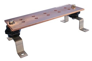 nVent Erico EGBA14212HH Grounding Busbar, w/Insulators and Brackets, HH, 12" x 2" x 0.25"