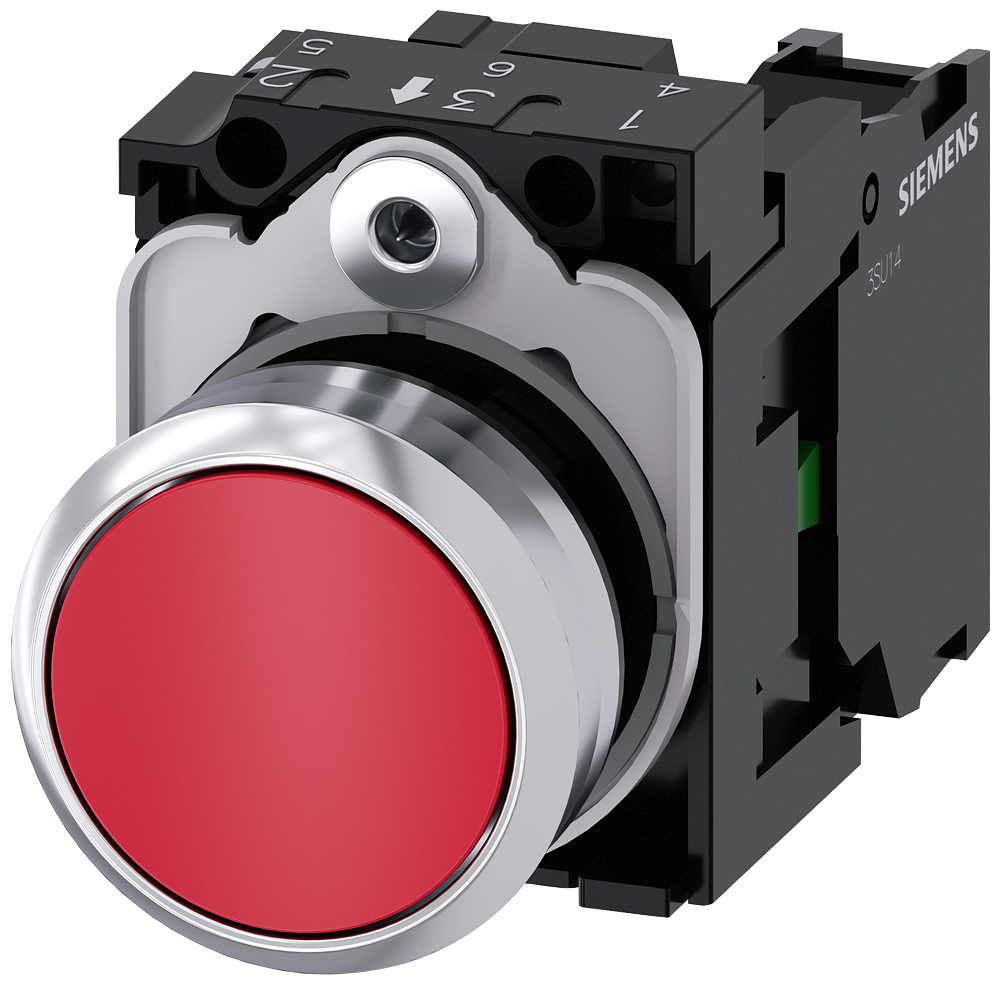 Siemens 3SU11500AB201BA0 PUSHBUTTON, MOM, RED, FLUSH