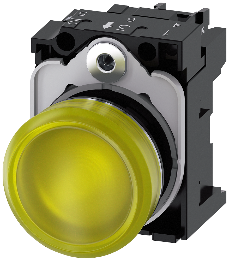 Siemens 3SU11536AA301AA0 INDICATOR LIGHT, LED YELLOW, 110V AC