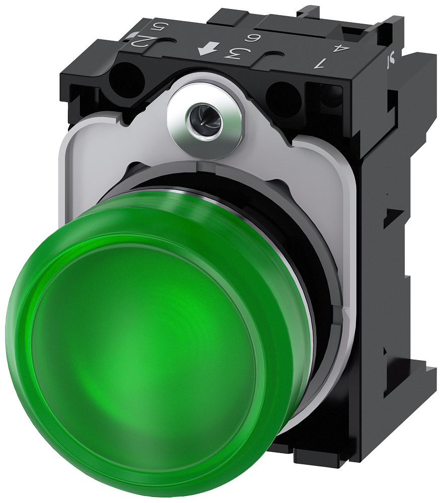 Siemens 3SU11536AA401AA0 INDICATOR LIGHT, LED GREEN, 110V AC