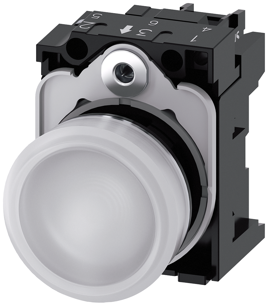 Siemens 3SU11536AA601AA0 INDICATOR LIGHT, LED WHITE, 110V AC