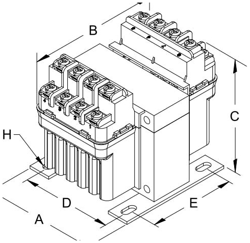 HAM PH50MLI HAM XFMR 1PH 50VA 460/230/208V X 115/24V