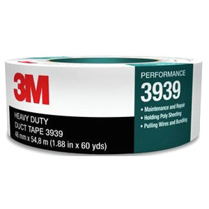 3M 7000028933 3M Heavy Duty Duct Tape 3939, Silver, 48 mm x 54.8 m, 9.0 mil, 24 Roll/Case, Individually Wrapped Conveniently Packaged