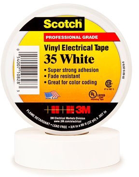 3M 35-WHITE-3/4X66FT 3M 35 White 3/4" x 66' Vinyl Color Coding Tape