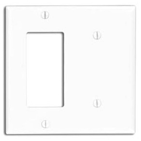 Leviton 80708-W 2-Gang Wallplate 1-Blank 1-Decora/GFCI Combination, Standard Size, Thermoplastic Nylon, White