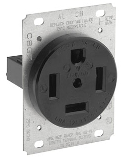 Leviton 9460 60 Amp, 125/250 Volt, Flush Mount Receptacle, Straight Blade, Industrial Grade
