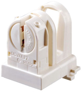 Leviton 13654-EXS T-8 to T-5 Bi-Pin Adaptor, Standard Fluorescent Lampholder, Short Adaptor, Slide-On, Lamp-Lock, 120W-600V, Quickwire 18AWG Solid or Str Tinned - White